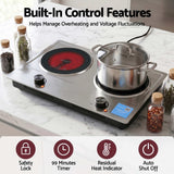 Devanti 2 Hobs Ceramic Cooktop Electric Hot Plate Infrared Knob Control 2400W - 45-Degree Angle
