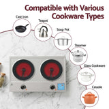Devanti 2 Hobs Ceramic Cooktop Electric Hot Plate Infrared Knob Control 2400W - Close-Up Angle