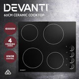 Devanti Electric Ceramic Cooktop 60cm - 45-Degree Angle