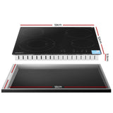 Devanti Ceramic Cooktop 5 Cooking Zone 4 Electric Hobs Touch Control 7600W Black - Front View