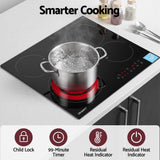 Devanti Ceramic Cooktop 5 Cooking Zone 4 Electric Hobs Touch Control 7600W Black - 45-Degree Angle