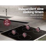 Devanti 60cm Electric Ceramic Touch Control Cooking Hob - Close-Up Angle