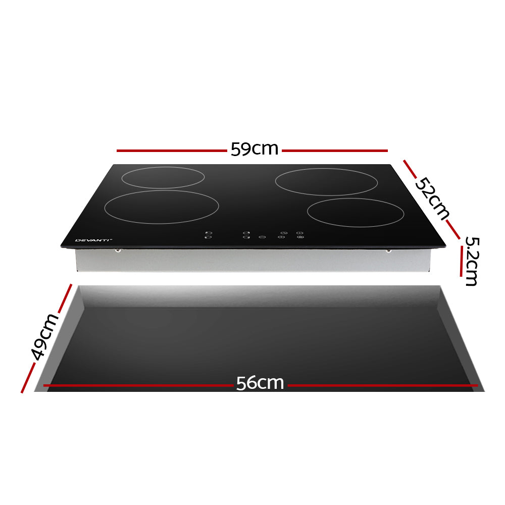 Devanti 60cm Electric Ceramic Touch Control Cooking Hob