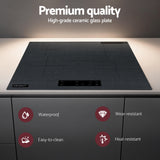Devanti Electric Ceramic Cooktop 60cm Touch Control Grey - 45-Degree Angle