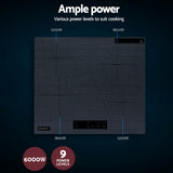 Devanti Electric Ceramic Cooktop 60cm Touch Control Grey - Rear View