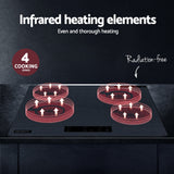 Devanti Electric Ceramic Cooktop 60cm Touch Control Grey - Close-Up Angle