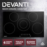 Devanti Electric Ceramic Cooktop 90cm - Top-Down View