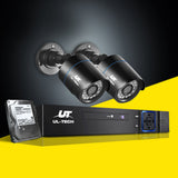 UL-tech CCTV Security System 4CH DVR 2 Cameras 1TB Hard Drive - Low Angle