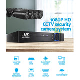 UL-TECH 1080P Security Camera System 4CH DVR with 4 CCTV Square Cameras - Top-Down View