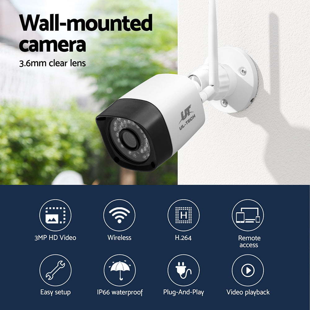 UL-Tech 3MP 8-Channel Wireless CCTV System with 8 HD Cameras
