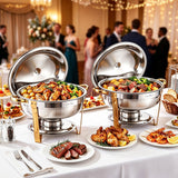 5-Star Chef 5L Chafing Dish Set 2-Pack, Food Warmer Catering Server Buffet - Top-Down View