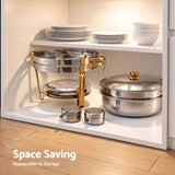 5-Star Chef 5L Chafing Dish Set 2-Pack, Food Warmer Catering Server Buffet - Rear View