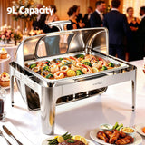 5 Star Chef 9L Chafing Dish Buffet Warmer Food Warmer Catering Server - Top-Down View