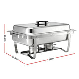 5-Star Chef Chafing Dish 9L 1-Pan Buffet Warmer Food Warmer Catering Server - Front View