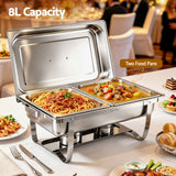 5-Star Chef Chafing Dish 8L 2-Pan Buffet Warmer Food Warmer Catering Server - Top-Down View