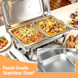 5-Star Chef Chafing Dish 8L 2-Pan Buffet Warmer Food Warmer Catering Server - 45-Degree Angle