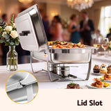 5-Star Chef Chafing Dish 7.5L 3-Pan Buffet Warmer Food Warmer Catering Server - Close-Up Angle