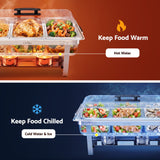 5-Star Chef Chafing Dish 7.5L 3-Pan Buffet Warmer Food Warmer Catering Server - Low Angle