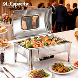 5-Star Chef 9L Chafing Dish Buffet Warmer Food Warmer Catering Server - Top-Down View