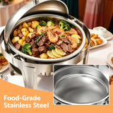 5-Star Chef 9L Chafing Dish Buffet Warmer Food Warmer Catering Server Round - 45-Degree Angle