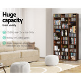 Artiss Bookshelf CD Storage Rack - BERT Walnut - 45-Degree Angle