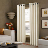 2x 100% Blockout Curtains Panels 3 Layers Eyelet Beige 240x230cm - Front View