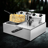 Devanti 20L Electric Commercial Deep Fryer Double Baskets 4400W - Close-Up Angle