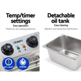 Devanti 10L Electric Commercial Deep Fryer Single Basket 2200W - 45-Degree Angle
