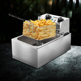 Devanti 10L Electric Commercial Deep Fryer Single Basket 2200W - Close-Up Angle