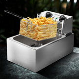 Devanti 10L Electric Commercial Deep Fryer Single Basket 2200W - Low Angle