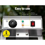 Devanti 20L Electric Commercial Deep Fryer Double Baskets Oil Taps 6000W - Side View