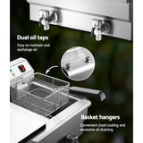 Devanti 20L Electric Commercial Deep Fryer Double Baskets Oil Taps 6000W - 45-Degree Angle