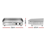 Devanti Commercial Electric Griddle 73cm BBQ Grill Plate 4400W - Front View