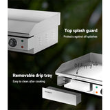 Devanti Commercial Electric Griddle 73cm BBQ Grill Plate 4400W - Close-Up Angle