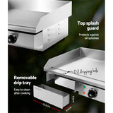 Devanti Commercial Electric Griddle 55cm BBQ Grill Plate 3000W - 45-Degree Angle
