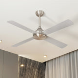 Vevare 52'' Ceiling Fan AC Remote Control Timer 4 Blades Silver - Top-Down View
