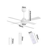 Vevare 52'' Ceiling Fan AC Remote Control Timer 4 Blades White