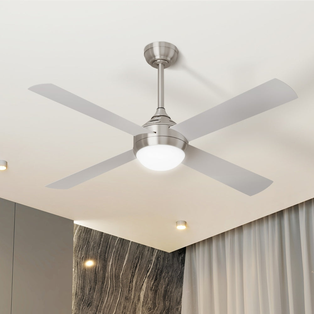 Vevare 52'' AC Ceiling Fan with Light Remote Control 4 Blades Silver