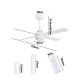 Vevare 52'' AC Ceiling Fan with Light Remote Control 4 Blades White