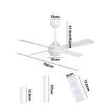 Vevare 52'' AC Ceiling Fan with Light Remote Control 4 Blades White - Top-Down View