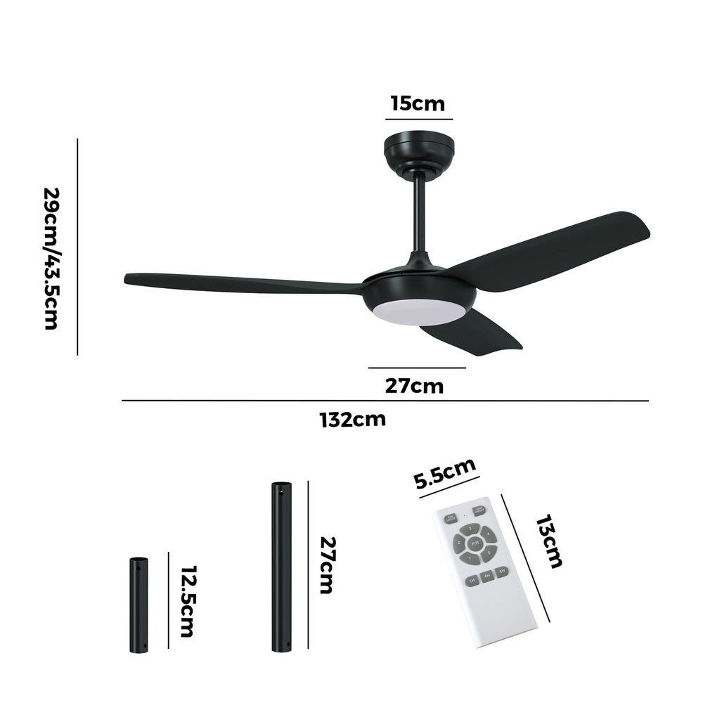 Vevare 52" Ceiling Fan with Light DC Remote Control 5 Speed Black