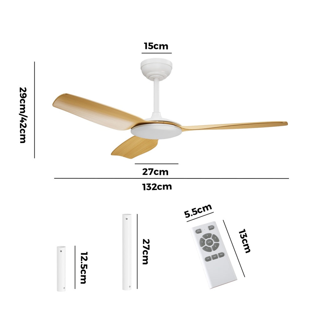 Vevare 52'' Ceiling Fan DC 3 ABS Blades Remote Control Timer Wood