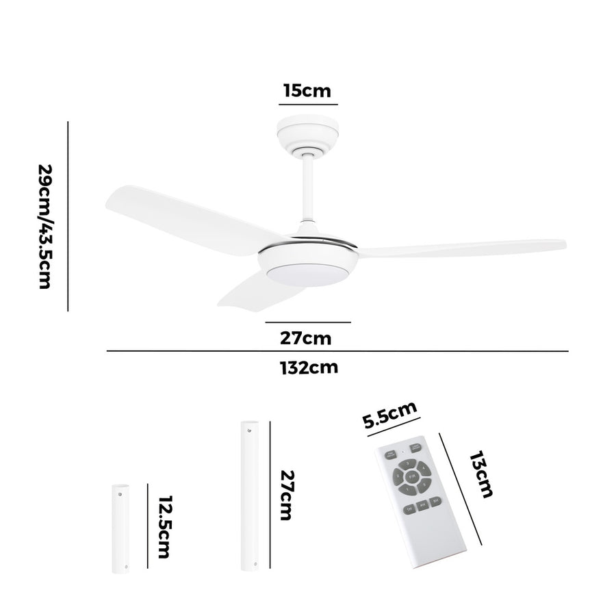 Vevare 52" Ceiling Fan with Light DC Remote Control 5 Speed White, image 9