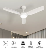 Vevare 52" Ceiling Fan with Light DC Remote Control 5 Speed White