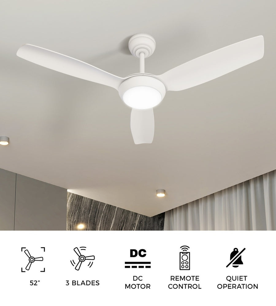 Vevare 52" Ceiling Fan with Light DC Remote Control 5 Speed White, Remote Control