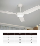 Vevare 52" Ceiling Fan with Light DC Remote Control 5 Speed White