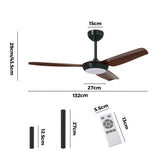 Vevare 52" Ceiling Fan with Light DC Remote Control 5 Speed Walnut