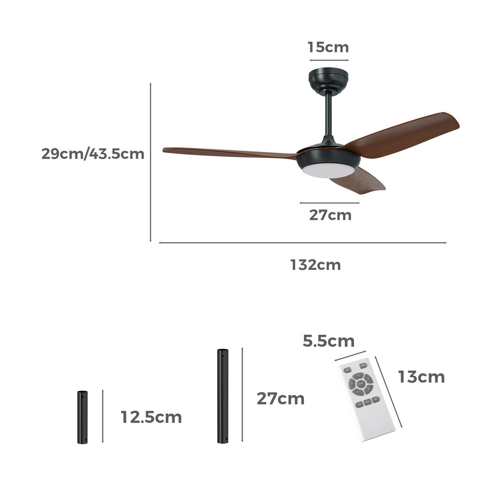 Vevare 52" Ceiling Fan with Light DC Remote Control 5 Speed Walnut