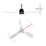 Devanti 48'' Ceiling Fan DC Motor w/Light w/Remote - White - Front View
