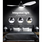 Devanti 48'' Ceiling Fan DC Motor w/Light w/Remote - White - Top-Down View